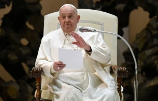 El Papa Francisco durante una Audiencia General antes de su ingreso en el Gemelli el pasado 14 de febrero Crédito: Vatican Media